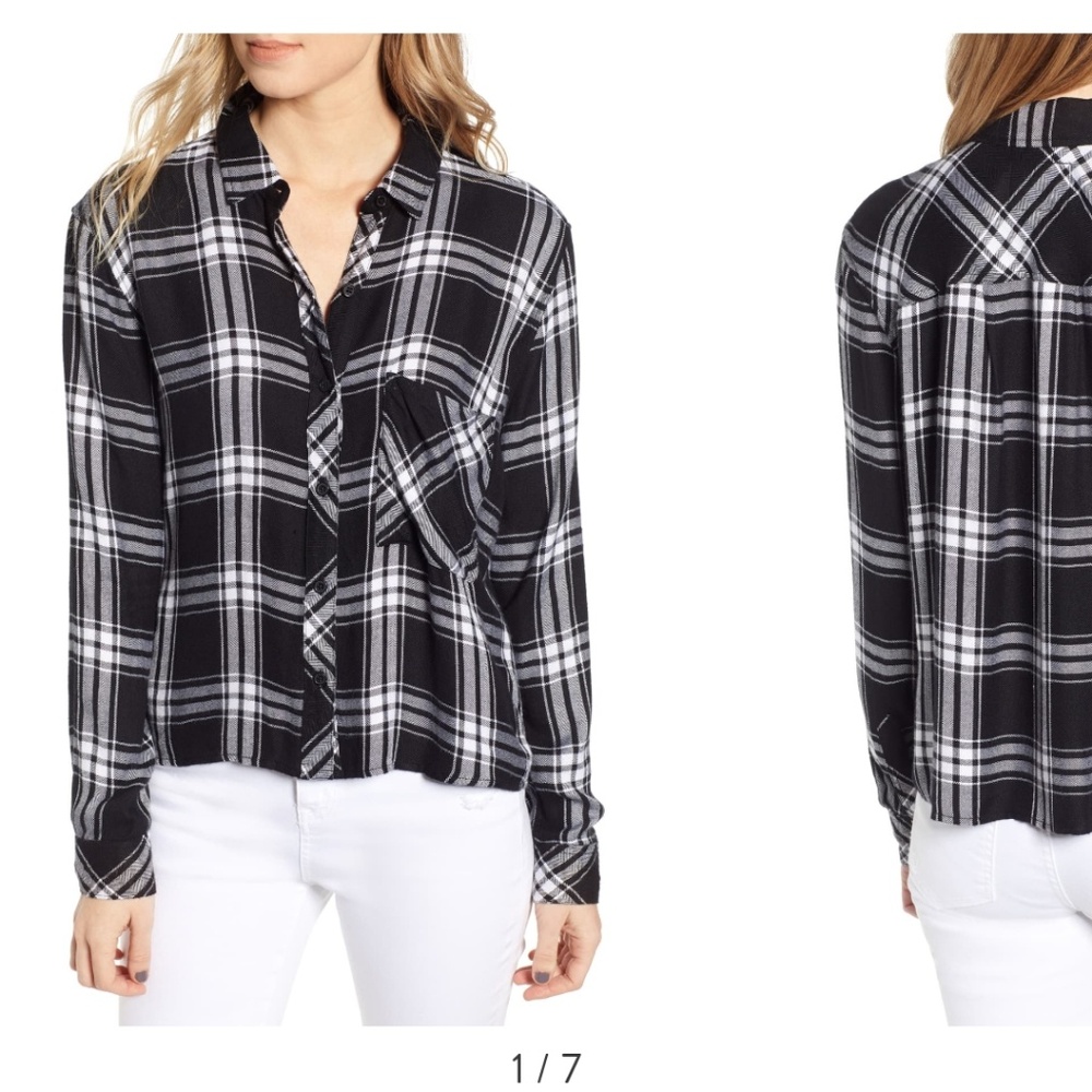 Rails Dylan Herringbone Check Plaid Dolman Shirt - image 6